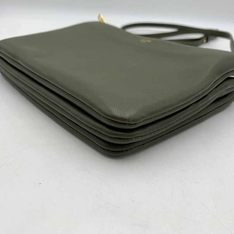 【中古品】【レディース】 CELINE セリーヌ TRIO LEATHER SHOULDER BAG トリオ レザー ショルダーバッグ カバン 180-260522-ko-14-tei カラー：グリーン系 万代Net店