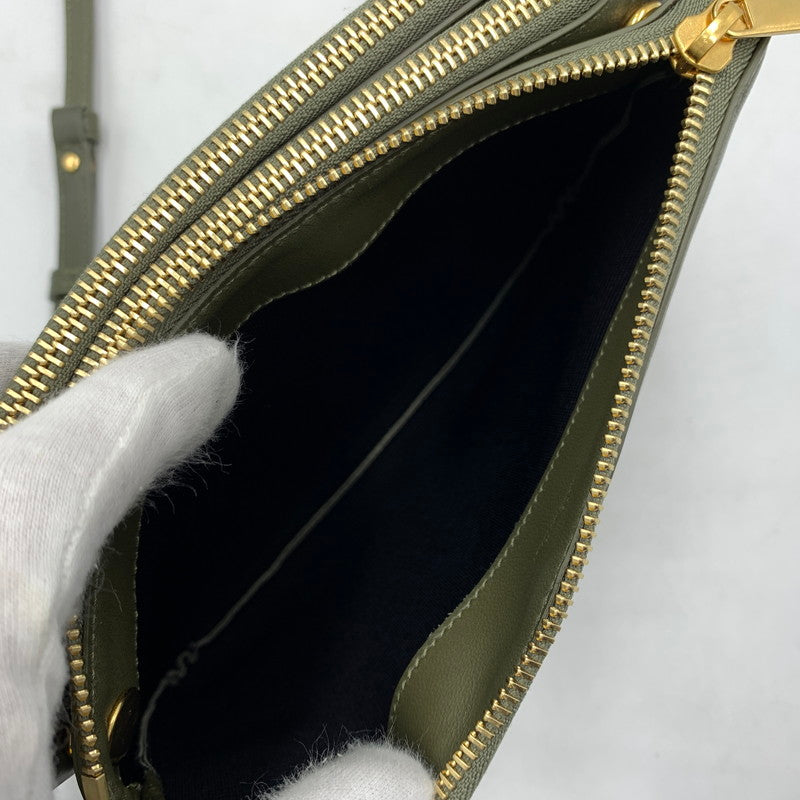 【中古品】【レディース】 CELINE セリーヌ TRIO LEATHER SHOULDER BAG トリオ レザー ショルダーバッグ カバン 180-260522-ko-14-tei カラー：グリーン系 万代Net店