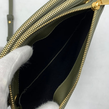 【中古品】【レディース】 CELINE セリーヌ TRIO LEATHER SHOULDER BAG トリオ レザー ショルダーバッグ カバン 180-260522-ko-14-tei カラー：グリーン系 万代Net店