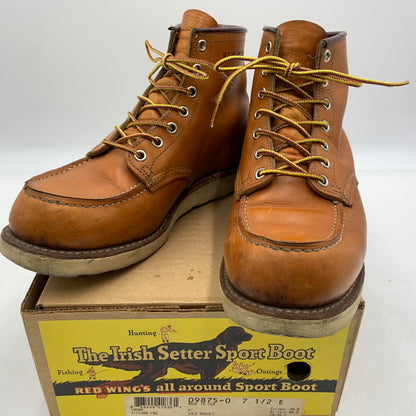 【現状渡し品】【メンズ】 RED WING レッドウィング IRISH SETTER 6 MOC GOLD RUSSET SEQUOIA 9875 アイリッシュ セッター モック ゴールド ラセット セコイア ワークブール 靴 164-260603-ko-02-tei サイズ：25.5cm カラー：ブラウン 万代Net店