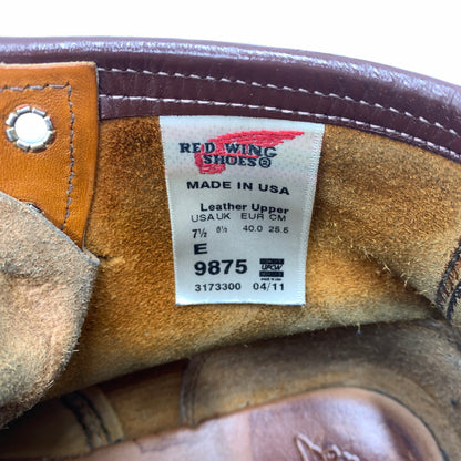 【現状渡し品】【メンズ】 RED WING レッドウィング IRISH SETTER 6 MOC GOLD RUSSET SEQUOIA 9875 アイリッシュ セッター モック ゴールド ラセット セコイア ワークブール 靴 164-260603-ko-02-tei サイズ：25.5cm カラー：ブラウン 万代Net店