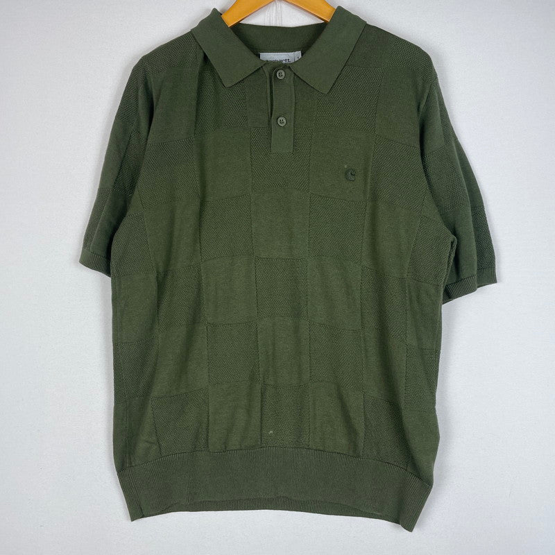 【中古品】【メンズ】 Carhartt WIP カーハート ワークインプログレス S/S CHECKER POLO I034535 ショートスリーブ チェッカー ポロ 半袖 トップス 145-260528-ss-05-tei サイズ：S カラー：ドルグリーン 万代Net店
