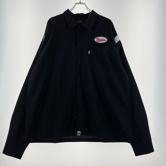 【中古品】【メンズ】 SAPEur サプール L/S BOWLING SHIRT ロングスリーブ ボーリングシャツ 長袖 トップス 142-260523-ko-17-tei サイズ：XXL カラー：ブラック 万代Net店