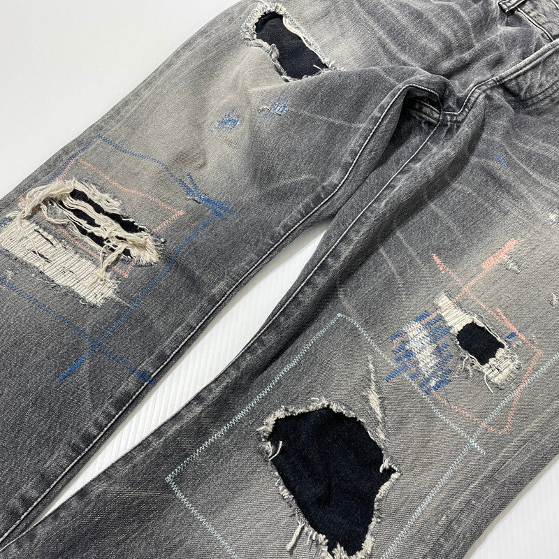 【中古品】【メンズ】 HYSTERIC GLAMOUR ヒステリックグラマー 26SS SLIM STRAIGHT JEANS 02261AP06 スリム ストレート ジーンズ ボトムス デニムパンツ MSR加工 151-260523-ko-23-fuzh サイズ：34 カラー：グレー 万代Net店