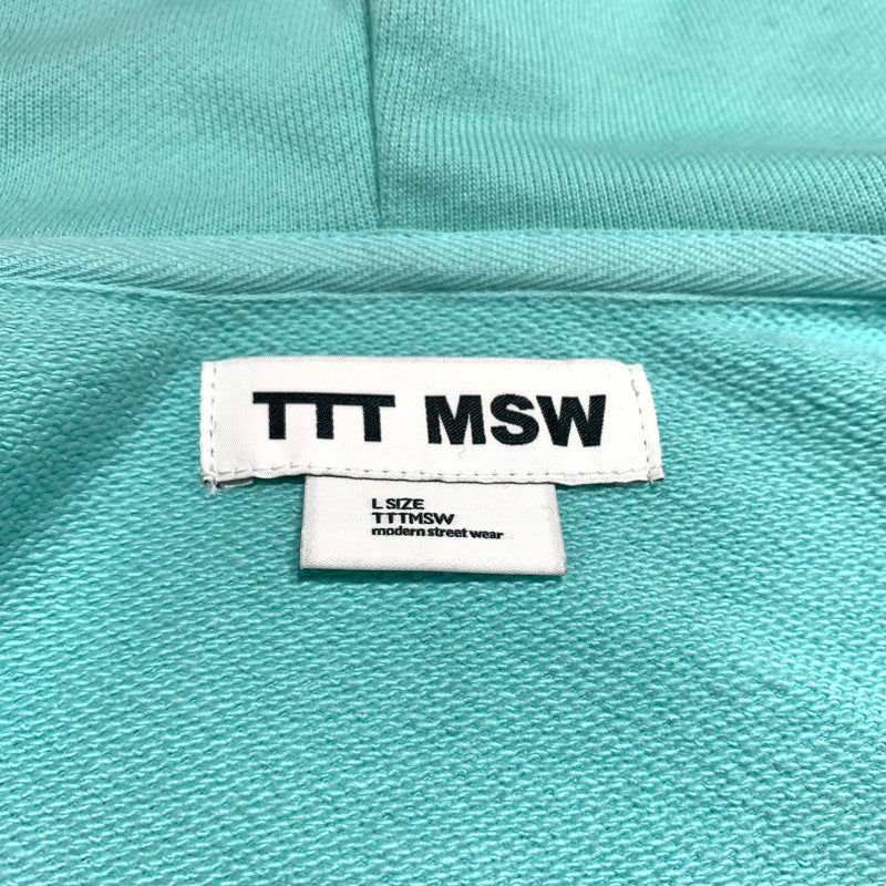 【中古品】【メンズ】 TTT-MSW ティー モダンストリートウエア WAVE LOGO HOODIE TTT-CT-004 ウェーブロゴ フーディ トップス フルジップパーカー 140-260531-ko-10-tei サイズ：L カラー：ミントグリーン 万代Net店