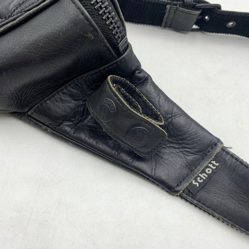 【現状渡し品】【メンズ】 schott ショット PADDED BODY BAG 3109023 パデッド ボディバッグ カバン レザーバッグ 188-260606-ko-10-tei カラー：ブラック 万代Net店