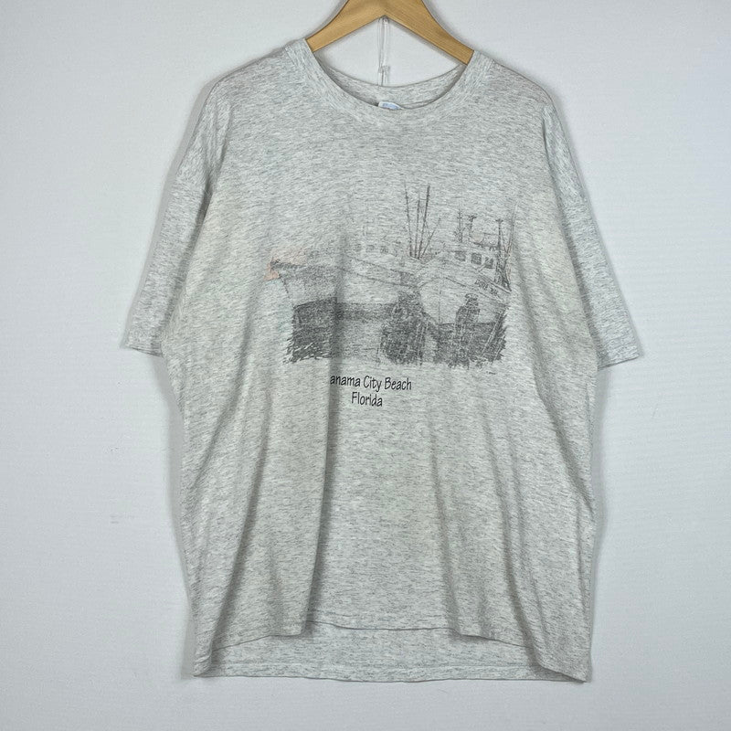 【現状渡し品】【メンズ】 HANES ヘインズ 90's PANAMA CITY BEACH FLORIDA TEE 90年代 パナマ シティ ビーチ フロリダ Tシャツ 半袖 トップス 145-260714-sa-01-tei サイズ：XL カラー：グレー 万代Net店
