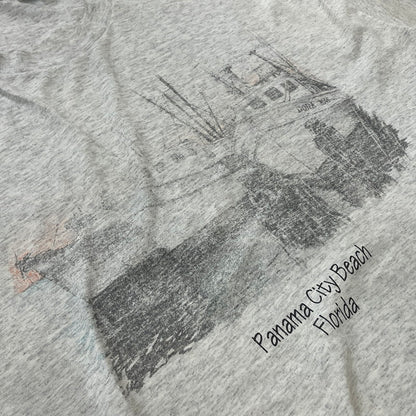 【現状渡し品】【メンズ】 HANES ヘインズ 90's PANAMA CITY BEACH FLORIDA TEE 90年代 パナマ シティ ビーチ フロリダ Tシャツ 半袖 トップス 145-260714-sa-01-tei サイズ：XL カラー：グレー 万代Net店