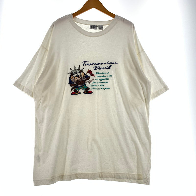 【中古品】【メンズ】 ACME CLOTHING アクメ クロージング Looney Tunes TASMANIAN DEVIL S/S TEE ルーニー・テューンズ タズマニアン・デビル ショートスリーブ Tシャツ 半袖 トップス 刺繍 145-260703-yo-02-tei サイズ：XL カラー：ホワイト 万代Net店