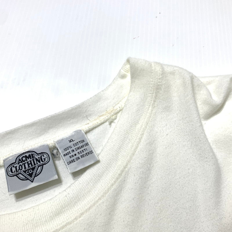 【中古品】【メンズ】 ACME CLOTHING アクメ クロージング Looney Tunes TASMANIAN DEVIL S/S TEE ルーニー・テューンズ タズマニアン・デビル ショートスリーブ Tシャツ 半袖 トップス 刺繍 145-260703-yo-02-tei サイズ：XL カラー：ホワイト 万代Net店