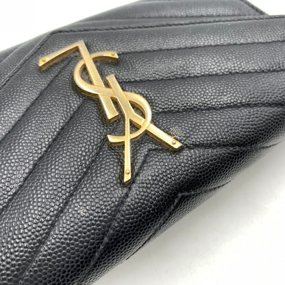【中古品】【レディース】 SAINT LAURENT サンローラン 372264 カサンドラ マトラッセ ラージフラップ ウォレット 財布 181-260522-ko-08-tei カラー：ブラック 万代Net店
