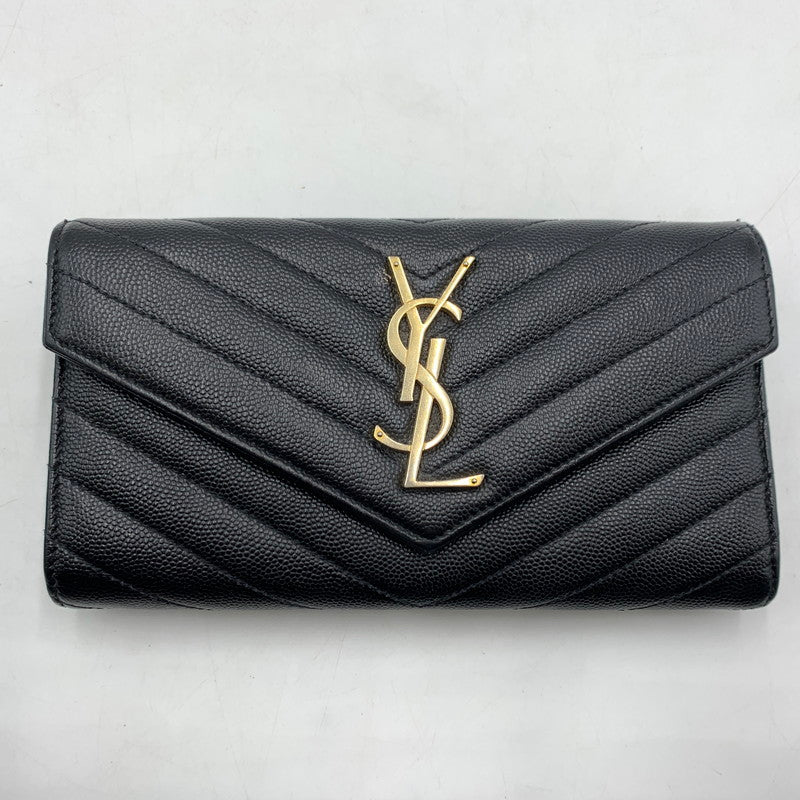 【中古品】【レディース】 SAINT LAURENT サンローラン 372264 カサンドラ マトラッセ ラージフラップ ウォレット 財布 181-260522-ko-08-tei カラー：ブラック 万代Net店