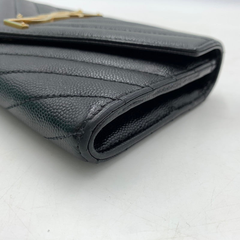 【中古品】【レディース】 SAINT LAURENT サンローラン 372264 カサンドラ マトラッセ ラージフラップ ウォレット 財布 181-260522-ko-08-tei カラー：ブラック 万代Net店