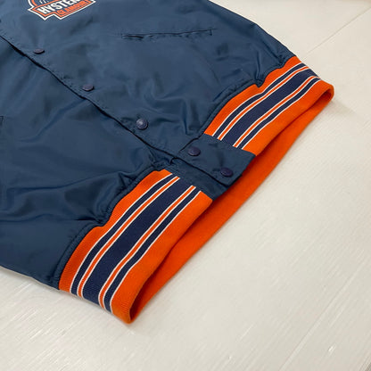 【中古品】【メンズ】 HYSTERIC GLAMOUR ヒステリックグラマー MAKE ME SMILE STUDIUM JACKET 02233AB10 メイクミースマイル スタジアムジャケット ライトアウター スタジャン 140-260603-ss-08-tei サイズ：XL カラー：ネイビー 万代Net店