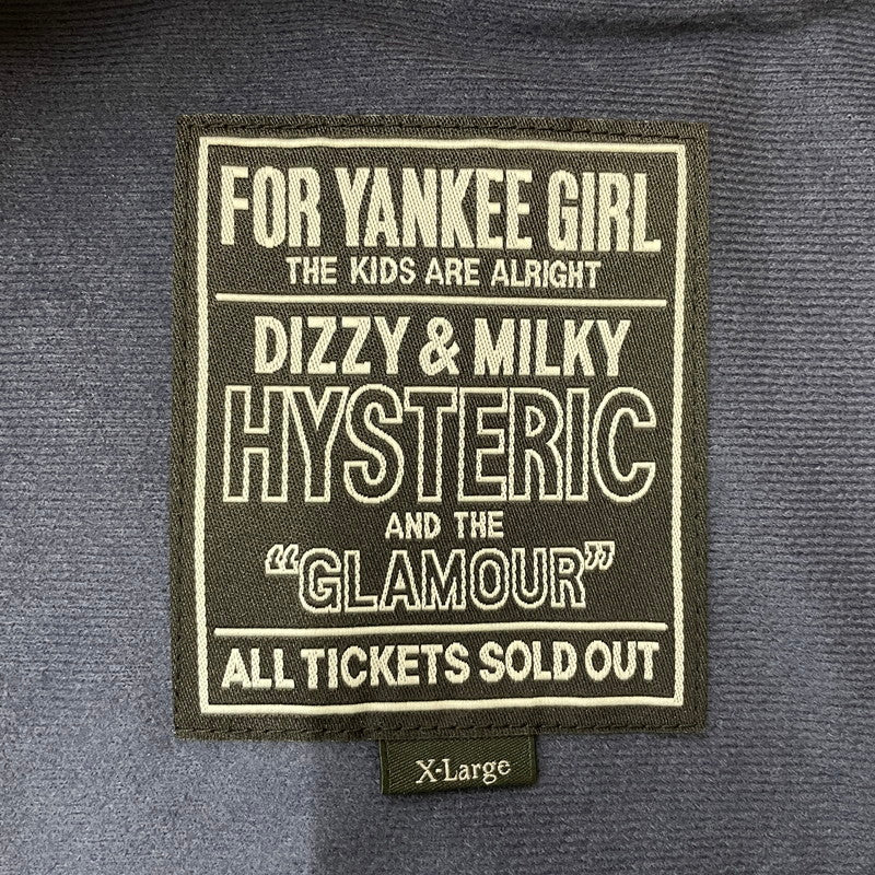 【中古品】【メンズ】 HYSTERIC GLAMOUR ヒステリックグラマー MAKE ME SMILE STUDIUM JACKET 02233AB10 メイクミースマイル スタジアムジャケット ライトアウター スタジャン 140-260603-ss-08-tei サイズ：XL カラー：ネイビー 万代Net店