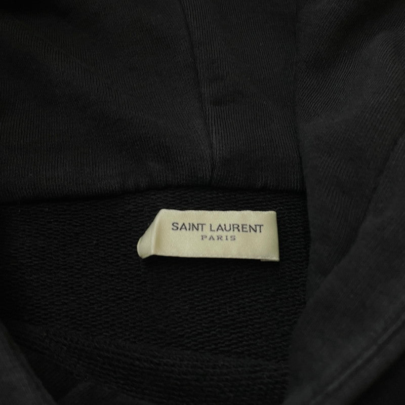 【中古品】【メンズ】 SAINT LAURENT サンローランパリ LOGO PRINT PULLOVER PARKA 464581 ロゴプリント プルオーバーパーカー 長袖 トップス フーディ 141-260531-yo-11-tei サイズ：M カラー：ブラック 万代Net店