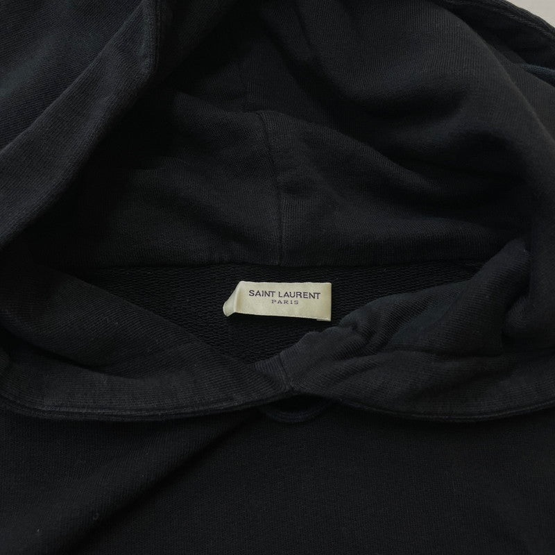 【中古品】【メンズ】 SAINT LAURENT サンローランパリ LOGO PRINT PULLOVER PARKA 464581 ロゴプリント プルオーバーパーカー 長袖 トップス フーディ 141-260531-yo-11-tei サイズ：M カラー：ブラック 万代Net店