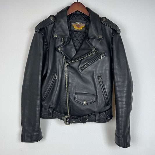 【中古品】【メンズ】 HARLEY DAVIDSON ハーレーダビッドソン COWHIDE LEATHER DOUBLE RIDERES JACKET カウハイドレザー ダブルライダース ジャケット YKKジップ アウター 145-260531-yo-01-tei サイズ：M カラー：ブラック 万代Net店