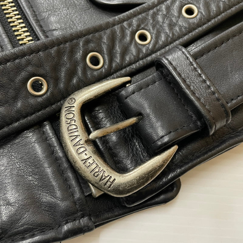 【中古品】【メンズ】 HARLEY DAVIDSON ハーレーダビッドソン COWHIDE LEATHER DOUBLE RIDERES JACKET カウハイドレザー ダブルライダース ジャケット YKKジップ アウター 145-260531-yo-01-tei サイズ：M カラー：ブラック 万代Net店