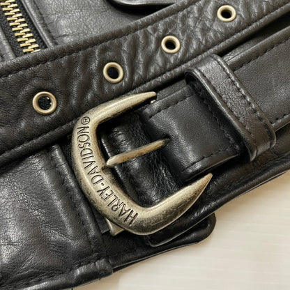 【中古品】【メンズ】 HARLEY DAVIDSON ハーレーダビッドソン COWHIDE LEATHER DOUBLE RIDERES JACKET カウハイドレザー ダブルライダース ジャケット YKKジップ アウター 145-260531-yo-01-tei サイズ：M カラー：ブラック 万代Net店