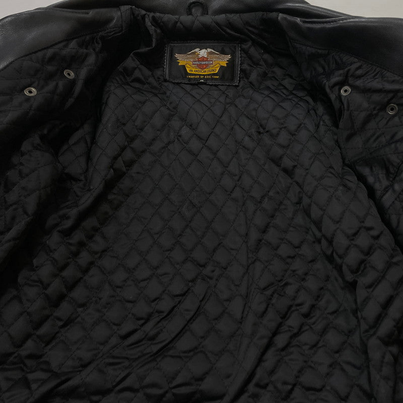 【中古品】【メンズ】 HARLEY DAVIDSON ハーレーダビッドソン COWHIDE LEATHER DOUBLE RIDERES JACKET カウハイドレザー ダブルライダース ジャケット YKKジップ アウター 145-260531-yo-01-tei サイズ：M カラー：ブラック 万代Net店