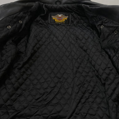 【中古品】【メンズ】 HARLEY DAVIDSON ハーレーダビッドソン COWHIDE LEATHER DOUBLE RIDERES JACKET カウハイドレザー ダブルライダース ジャケット YKKジップ アウター 145-260531-yo-01-tei サイズ：M カラー：ブラック 万代Net店