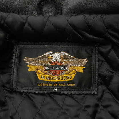 【中古品】【メンズ】 HARLEY DAVIDSON ハーレーダビッドソン COWHIDE LEATHER DOUBLE RIDERES JACKET カウハイドレザー ダブルライダース ジャケット YKKジップ アウター 145-260531-yo-01-tei サイズ：M カラー：ブラック 万代Net店