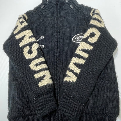 【中古品】【メンズ】 VANSON バンソン SKULL CROSS BONES ZIP KNIT JACKET スケルトン クロス ボーンズ ジップ ニット ジャケット アウター 145-260617-sa-12-tei サイズ：XL カラー：ブラック 万代Net店