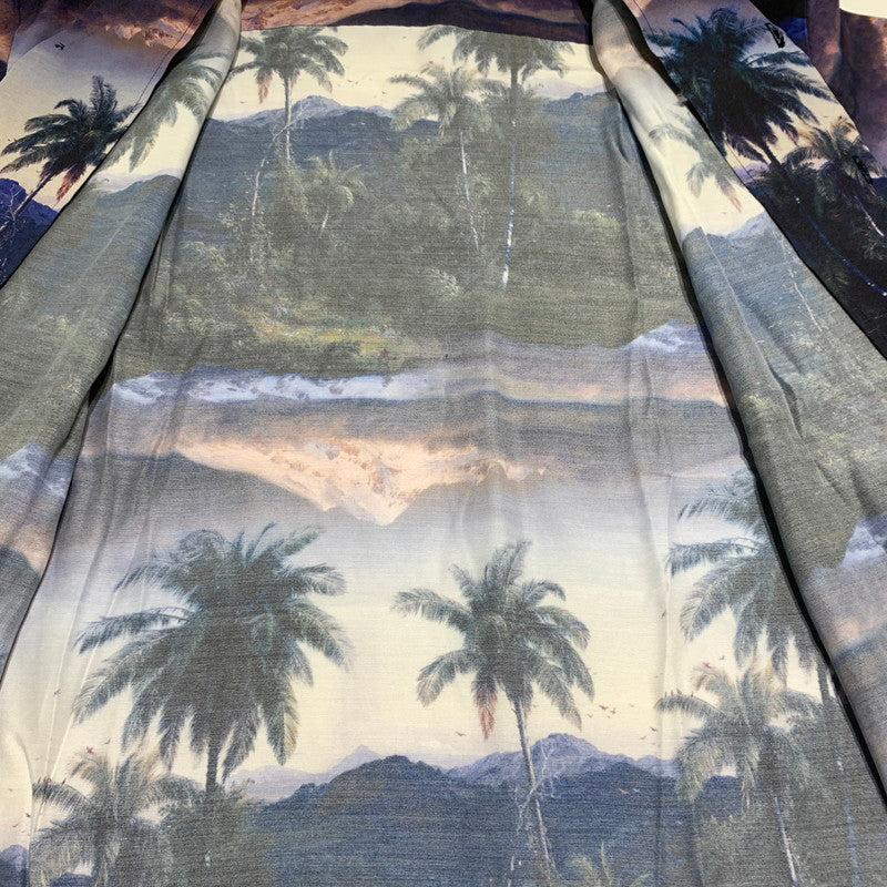 【中古品】【メンズ】 LAD MUSICIAN ラッドミュージシャン PALMTREE S/S OPENCOLLAR SHIRT 2123-127 パームツリー オープンカラー シャツ 半袖 トップス レーヨンシャツ 140-260531-ko-23-tei サイズ：46 カラー：総柄 万代Net店