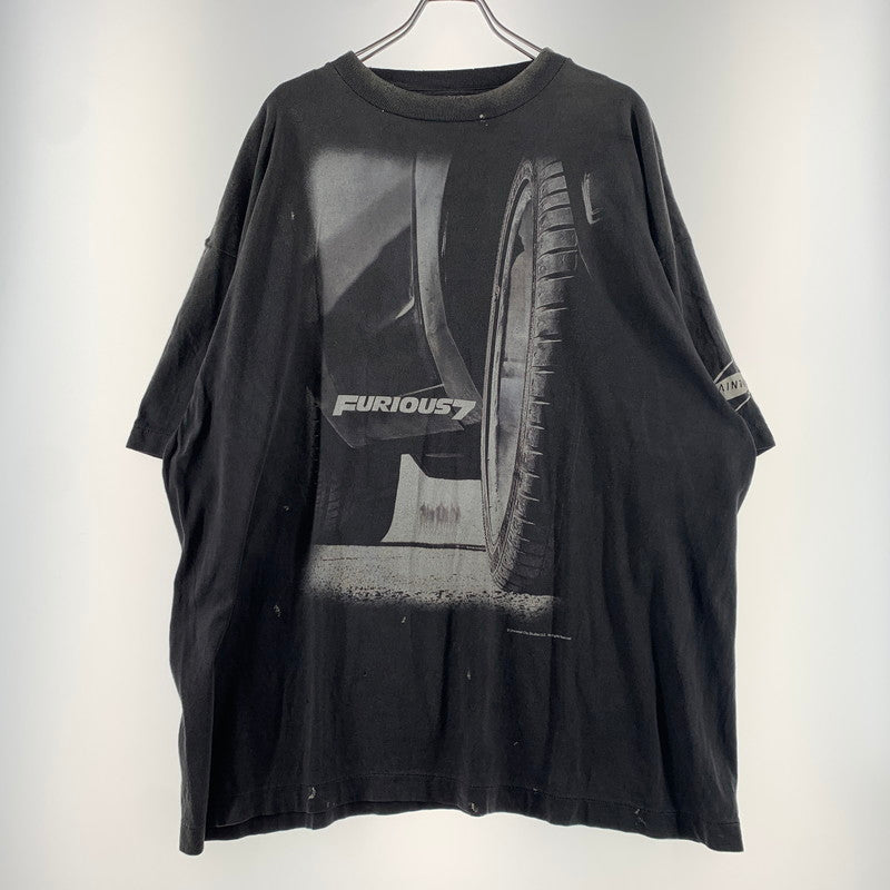 【中古品】【メンズ】 SAINT Mxxxxxx セント マイケル × WILD SPEED ワイルドスピード 別注 コラボ FF-SS TEE FAST&FURIOUS7 SM-HR1-0000-C74 ショートスリーブ Tシャツ 半袖 トップス ヴィンテージ加工 142-260531-ko-16-tei サイズ：XXL カラー：ブラック 万代Net店