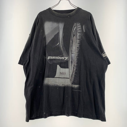 【中古品】【メンズ】 SAINT Mxxxxxx セント マイケル × WILD SPEED ワイルドスピード 別注 コラボ FF-SS TEE FAST&FURIOUS7 SM-HR1-0000-C74 ショートスリーブ Tシャツ 半袖 トップス ヴィンテージ加工 142-260531-ko-16-tei サイズ：XXL カラー：ブラック 万代Net店