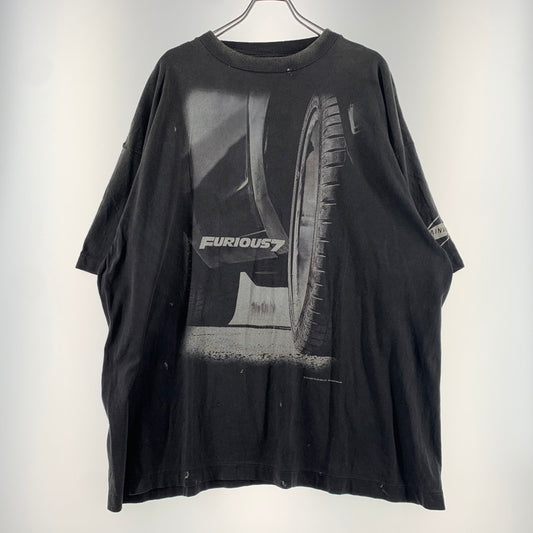【中古品】【メンズ】 SAINT Mxxxxxx セント マイケル × WILD SPEED ワイルドスピード 別注 コラボ FF-SS TEE FAST&FURIOUS7 SM-HR1-0000-C74 ショートスリーブ Tシャツ 半袖 トップス ヴィンテージ加工 142-260531-ko-16-tei サイズ：XXL カラー：ブラック 万代Net店