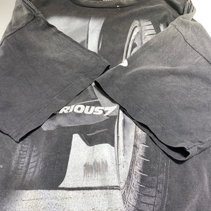 【中古品】【メンズ】 SAINT Mxxxxxx セント マイケル × WILD SPEED ワイルドスピード 別注 コラボ FF-SS TEE FAST&FURIOUS7 SM-HR1-0000-C74 ショートスリーブ Tシャツ 半袖 トップス ヴィンテージ加工 142-260531-ko-16-tei サイズ：XXL カラー：ブラック 万代Net店