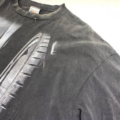 【中古品】【メンズ】 SAINT Mxxxxxx セント マイケル × WILD SPEED ワイルドスピード 別注 コラボ FF-SS TEE FAST&FURIOUS7 SM-HR1-0000-C74 ショートスリーブ Tシャツ 半袖 トップス ヴィンテージ加工 142-260531-ko-16-tei サイズ：XXL カラー：ブラック 万代Net店