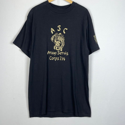 【中古品】【メンズ】 TULTEX タルテックス 90's ASC LOGO S/S TEE 90年代 ロゴ ショート スリーブ Tシャツ 半袖 トップス 145-260801-sa-09-tei サイズ：L カラー：ブラック 万代Net店