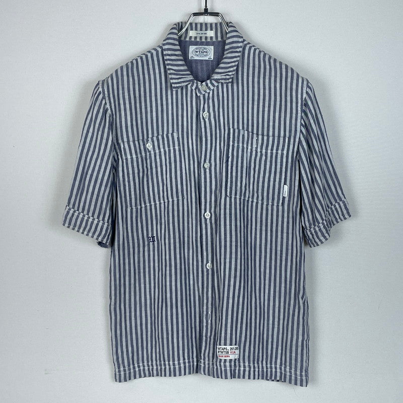 【中古品】【メンズ】 WTAPS ダブルタップス STRIPE S/S SHIRT 121SPDT-SHM02 ストライプ ショートスリーブ 半袖 トップス 142-260618-sa-15-tei サイズ：S カラー：ブルー 万代Net店