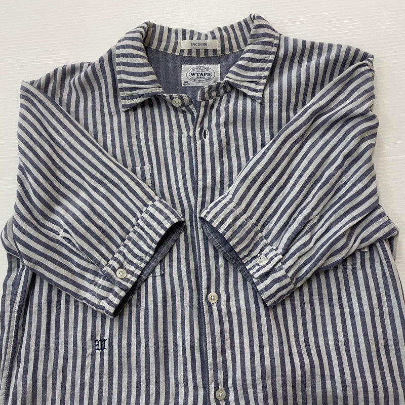 【中古品】【メンズ】 WTAPS ダブルタップス STRIPE S/S SHIRT 121SPDT-SHM02 ストライプ ショートスリーブ 半袖 トップス 142-260618-sa-15-tei サイズ：S カラー：ブルー 万代Net店