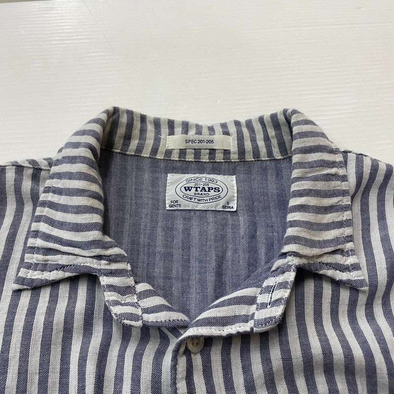 【中古品】【メンズ】 WTAPS ダブルタップス STRIPE S/S SHIRT 121SPDT-SHM02 ストライプ ショートスリーブ 半袖 トップス 142-260618-sa-15-tei サイズ：S カラー：ブルー 万代Net店