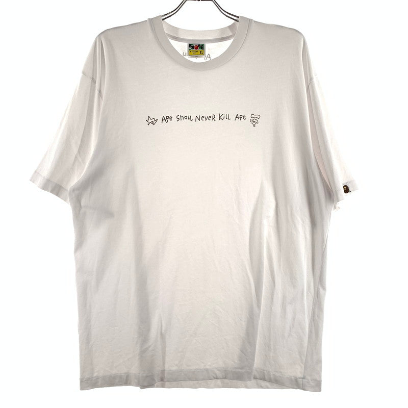 【中古品】【メンズ】 A BATHING APE アベイシングエイプ HAND DRAWN LOGO TEE 001TEK801334M ハンドドローイング ロゴ Tシャツ 半袖 トップス 142-260615-yo-01-tei サイズ：XL カラー：ホワイト 万代Net店