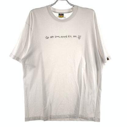 【中古品】【メンズ】 A BATHING APE アベイシングエイプ HAND DRAWN LOGO TEE 001TEK801334M ハンドドローイング ロゴ Tシャツ 半袖 トップス 142-260615-yo-01-tei サイズ：XL カラー：ホワイト 万代Net店