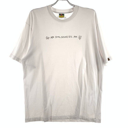 【中古品】【メンズ】 A BATHING APE アベイシングエイプ HAND DRAWN LOGO TEE 001TEK801334M ハンドドローイング ロゴ Tシャツ 半袖 トップス 142-260615-yo-01-tei サイズ：XL カラー：ホワイト 万代Net店