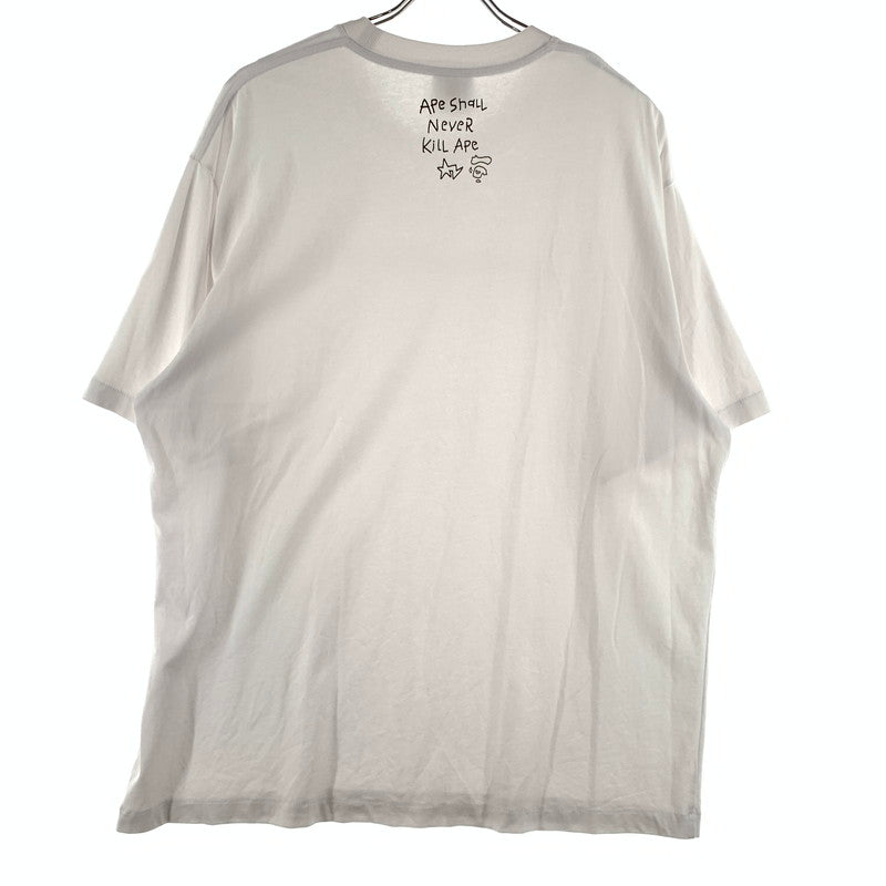 【中古品】【メンズ】 A BATHING APE アベイシングエイプ HAND DRAWN LOGO TEE 001TEK801334M ハンドドローイング ロゴ Tシャツ 半袖 トップス 142-260615-yo-01-tei サイズ：XL カラー：ホワイト 万代Net店