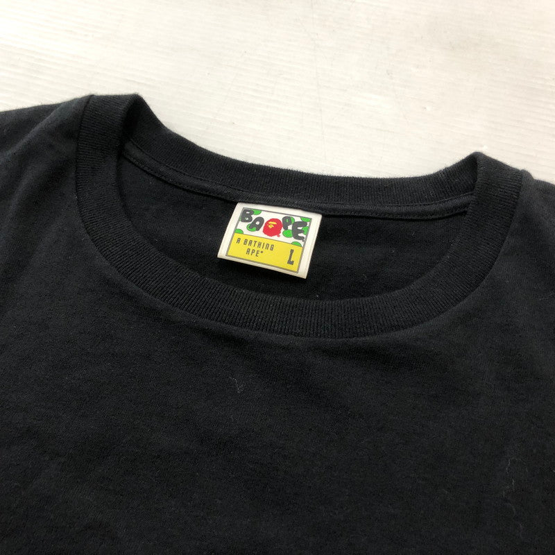 【中古品】【メンズ】 A BATHING APE ア ベイシング エイプ BLACK TEE ブラック Tシャツ 半袖 トップス 142-260702-sa-11-tei サイズ：L カラー：ブラック 万代Net店