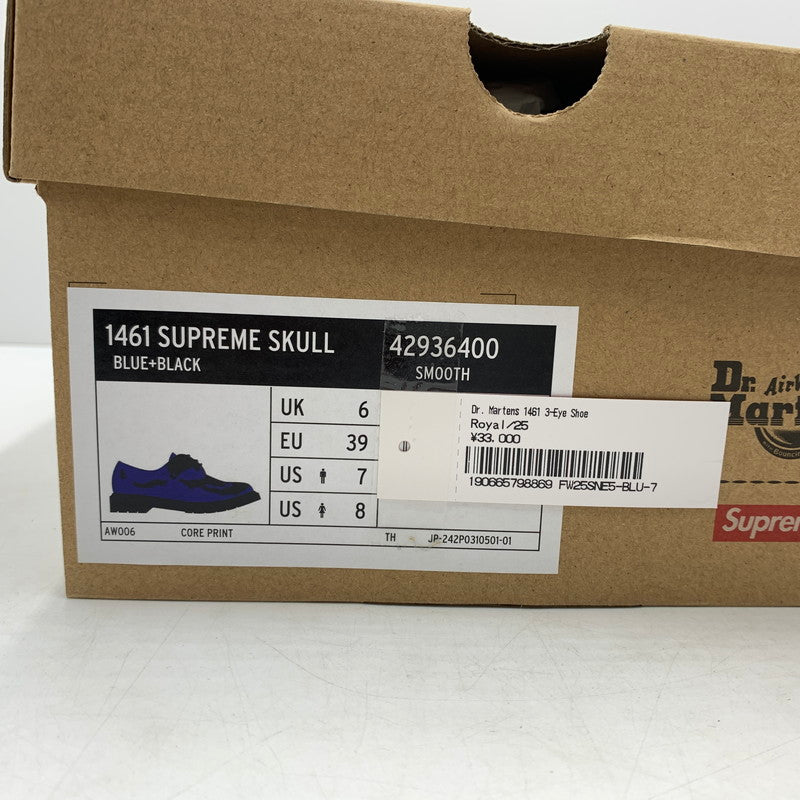【中古品】【メンズ】 Supreme シュプリーム × Dr. Martens ドクターマーチン 別注 コラボ SKULL 3-EYE SHOE 1461 スカル スリーホール シューズ 靴 ブーツ 164-260618-ko-08-tei サイズ：Supremeタグ25記載 カラー：ブルー 万代Net店