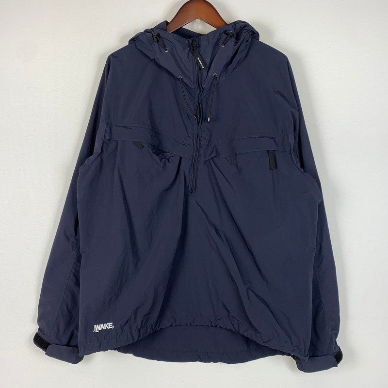 【中古品】【メンズ】 WAKE ウェイク × FARAH ファーラー WATER REPELLENT PACKABLE ANORAK PARKA ウォーター パッカブル アノラックパーカー ライトアウター ナイロンジャケット 140-260531-ko-04-tei サイズ：M カラー：ネイビー 万代Net店