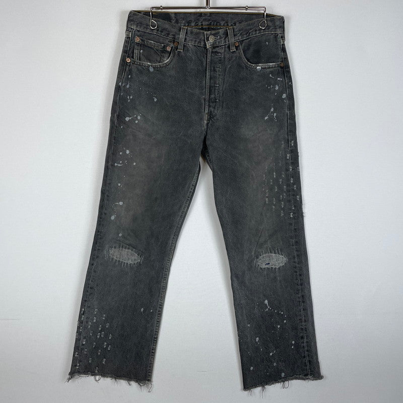 【中古品】【メンズ】 Levi’s リーバイス CRASH DENIM PANTS 501 クラッシュ デニム パンツ ボトムス ジーンズ ボタン裏刻印553 156-260603-ss-10-tei サイズ：32 カラー：グレー 万代Net店