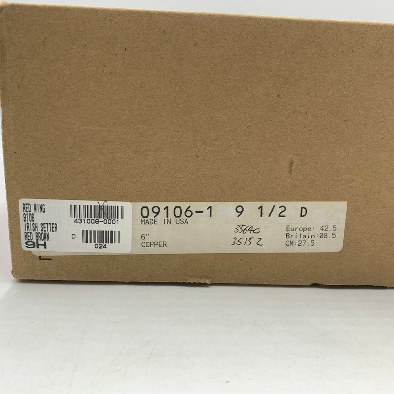 【中古品】【メンズ】 RED WING レッドウィング IRISH SETTER MOC TOE 9106 アイリッシュ セッター モック トー ワークブーツ 靴 縦長タグ 164-260603-ko-01-tei サイズ：27.5cm カラー：レッドブラウン 万代Net店