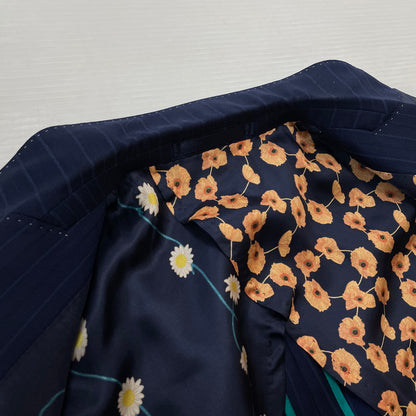 【中古品】【メンズ】 PAUL SMITH ポール・スミス LOLO PIANA STRIPE 3PIECE SET UP SUIT ロロピアーナ ストライプ3ピース セットアップスーツ トップス ボトムス ベスト 141-260817-ss-10-tei サイズ：M/※内部 汚れ有 カラー：ネイビー 万代Net店