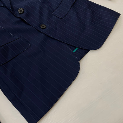 【中古品】【メンズ】 PAUL SMITH ポール・スミス LOLO PIANA STRIPE 3PIECE SET UP SUIT ロロピアーナ ストライプ3ピース セットアップスーツ トップス ボトムス ベスト 141-260817-ss-10-tei サイズ：M/※内部 汚れ有 カラー：ネイビー 万代Net店