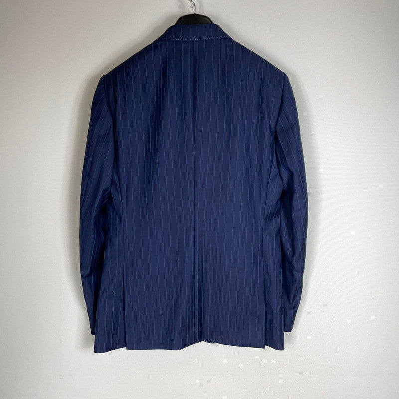 【中古品】【メンズ】 PAUL SMITH ポール・スミス LOLO PIANA STRIPE 3PIECE SET UP SUIT ロロピアーナ ストライプ3ピース セットアップスーツ トップス ボトムス ベスト 141-260817-ss-10-tei サイズ：M/※内部 汚れ有 カラー：ネイビー 万代Net店